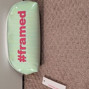 Striped Green and Pink #framed Lolo Glasses Or Makeup Pouch NWT